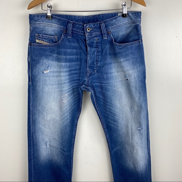 Diesel Safado 32 X34 Jeans Slim Straight Blue Denim Button Fly Distressed - Picture 10 of 11